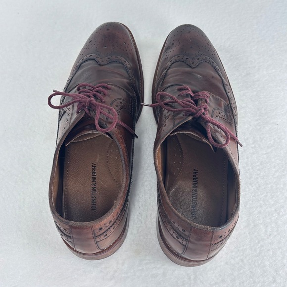 Johnston & Murphy Leather Wingtip Brogue Derby‎ Oxfords Burgundy Shoes Sz 11.5 M main image 11